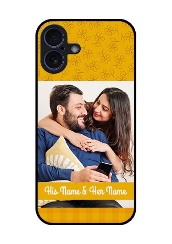 iPhone 16 Plus Custom Glass Phone Case - Yellow Floral Design
