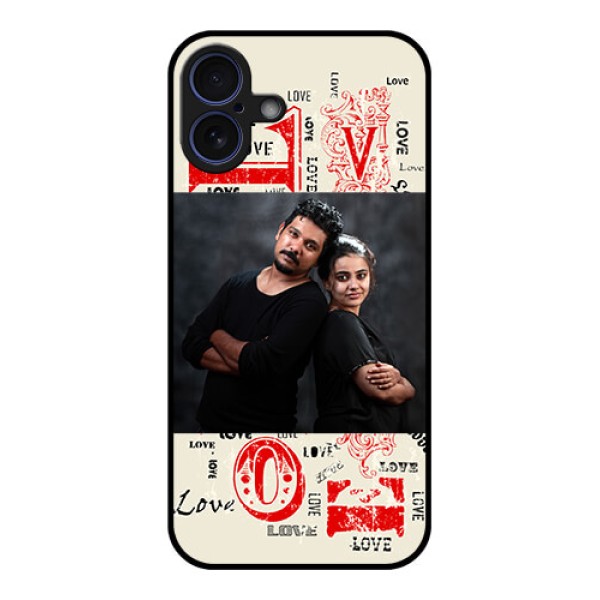iPhone 16 Plus Custom Glass Phone Case - Trendy Love Design Case