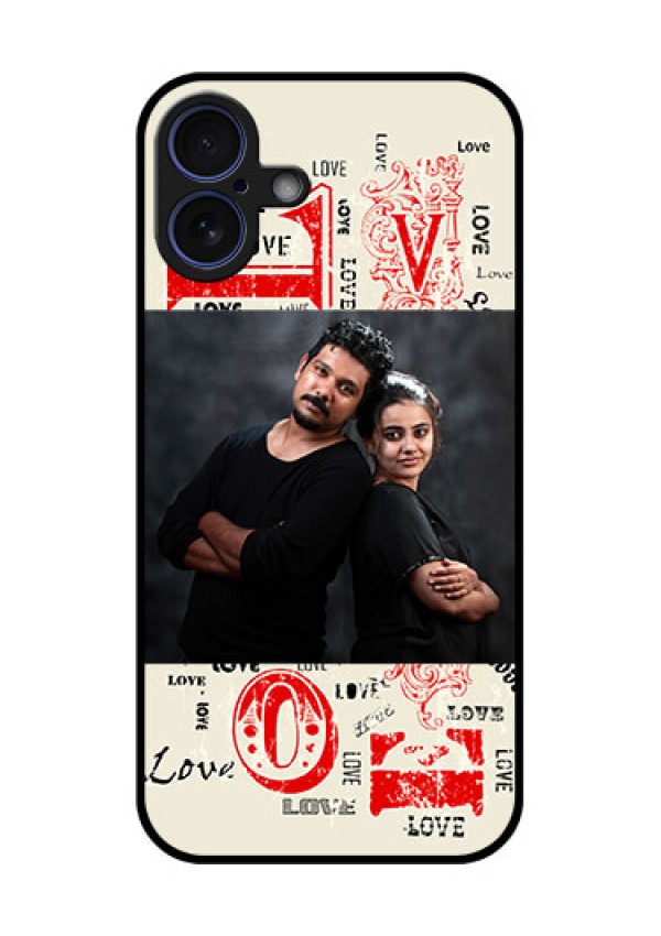 iPhone 16 Plus Custom Glass Phone Case - Trendy Love Design Case