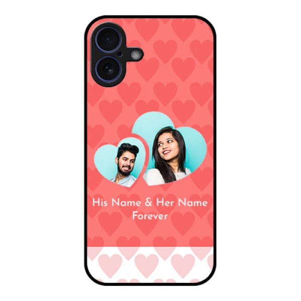 iPhone 16 Plus Custom Glass Phone Case - Couple Pic Upload Design iPhone 16 Plus Custom Glass Phone Case - Couple Pic Upload Design