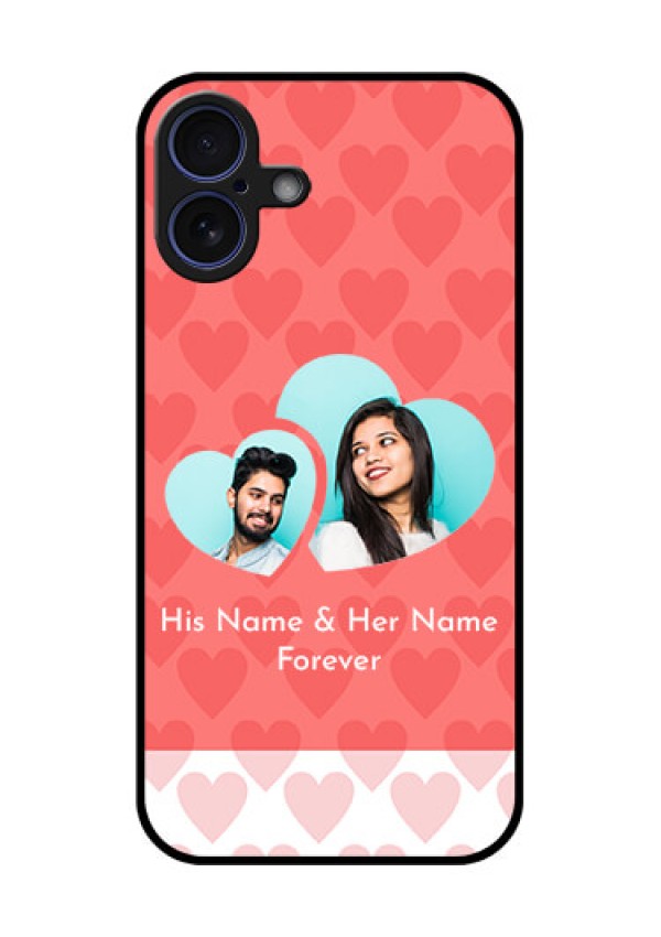 iPhone 16 Plus Custom Glass Phone Case - Couple Pic Upload Design
