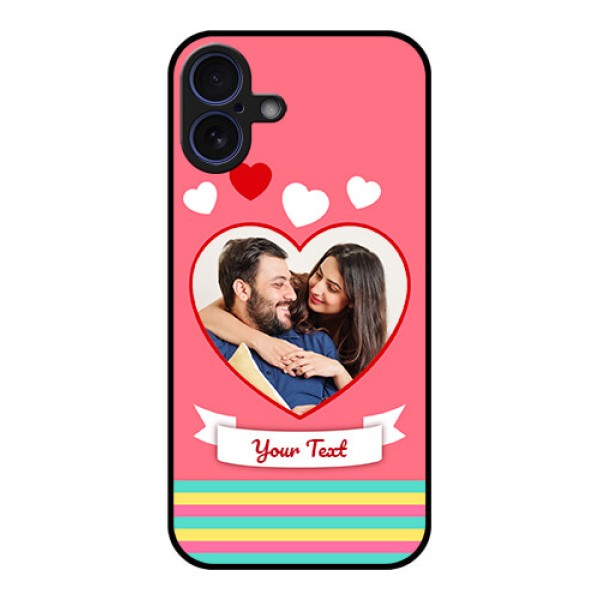 iPhone 16 Plus Custom Glass Phone Case - Love Shapes Doodle Design