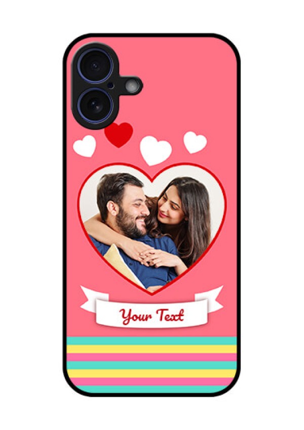 iPhone 16 Plus Custom Glass Phone Case - Love Shapes Doodle Design