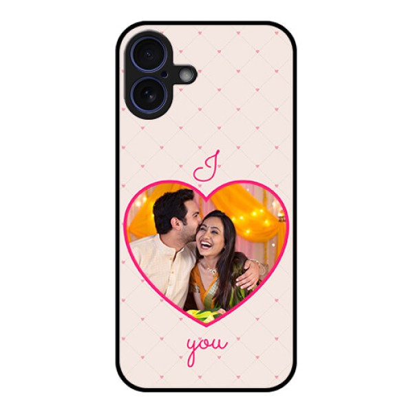 iPhone 16 Plus Custom Glass Phone Case - Heart Shape Design