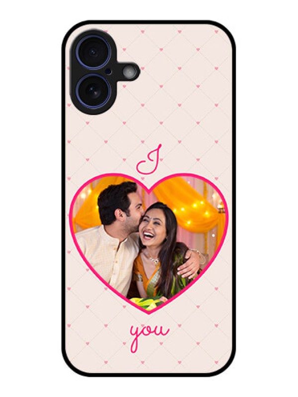 Custom iPhone 16 Plus Custom Glass Phone Case - Heart Shape Design