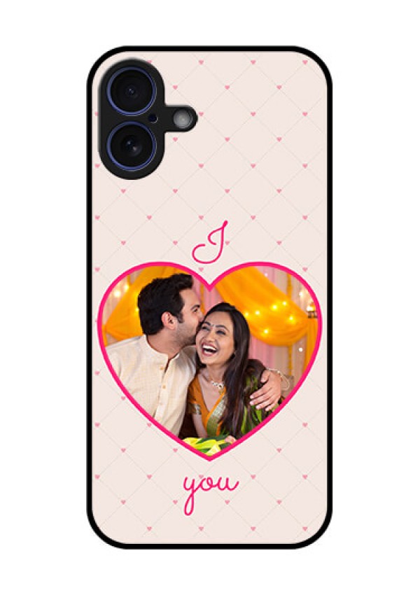 iPhone 16 Plus Custom Glass Phone Case - Heart Shape Design