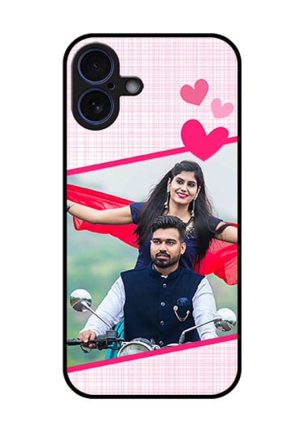 iPhone 16 Plus Custom Glass Phone Case - Love Shape Heart Design
