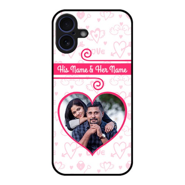 iPhone 16 Plus Custom Glass Phone Case - Heart Shape Love Design iPhone 16 Plus Custom Glass Phone Case - Heart Shape Love Design