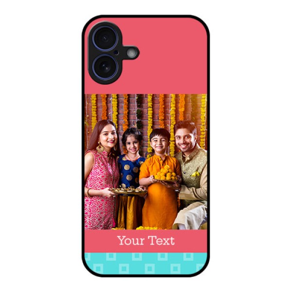 iPhone 16 Plus Custom Glass Phone Case - Peach and Blue Color Design iPhone 16 Plus Custom Glass Phone Case - Peach and Blue Color Design