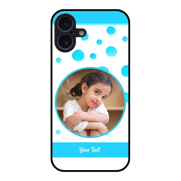 iPhone 16 Plus Custom Glass Phone Case - Blue Bubbles Pattern Design iPhone 16 Plus Custom Glass Phone Case - Blue Bubbles Pattern Design