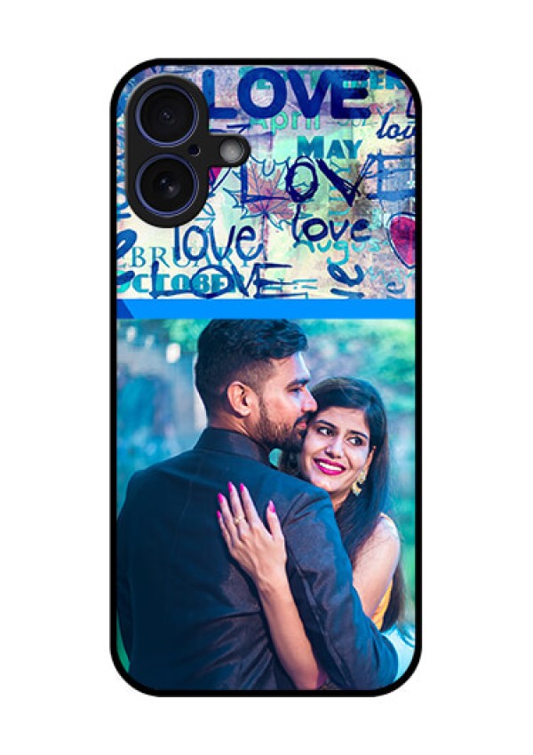 iPhone 16 Plus Custom Glass Phone Case - Colorful Love Design