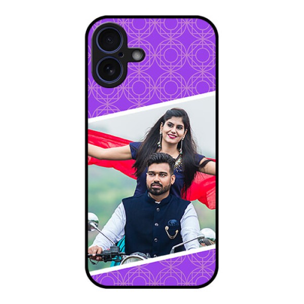 iPhone 16 Plus Custom Glass Phone Case - Violet Color Pattern Design iPhone 16 Plus Custom Glass Phone Case - Violet Color Pattern Design