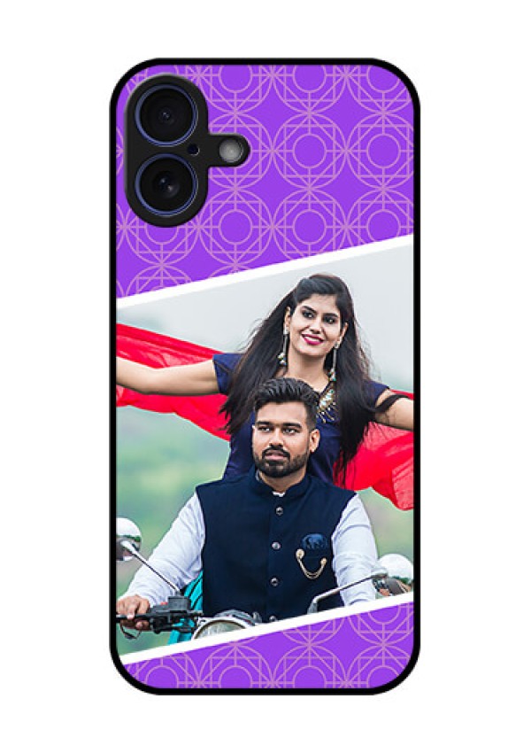 iPhone 16 Plus Custom Glass Phone Case - Violet Color Pattern Design