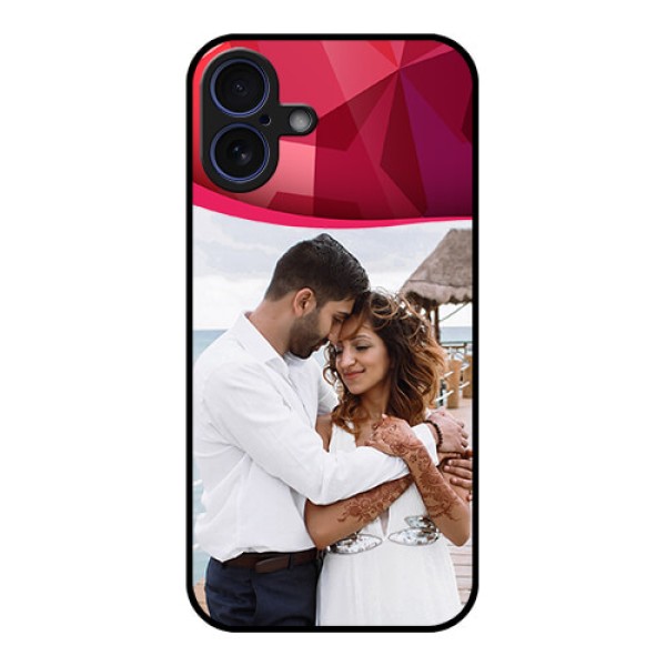 iPhone 16 Plus Custom Glass Phone Case - Red Abstract Design