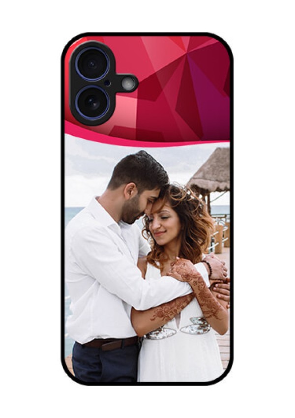 iPhone 16 Plus Custom Glass Phone Case - Red Abstract Design