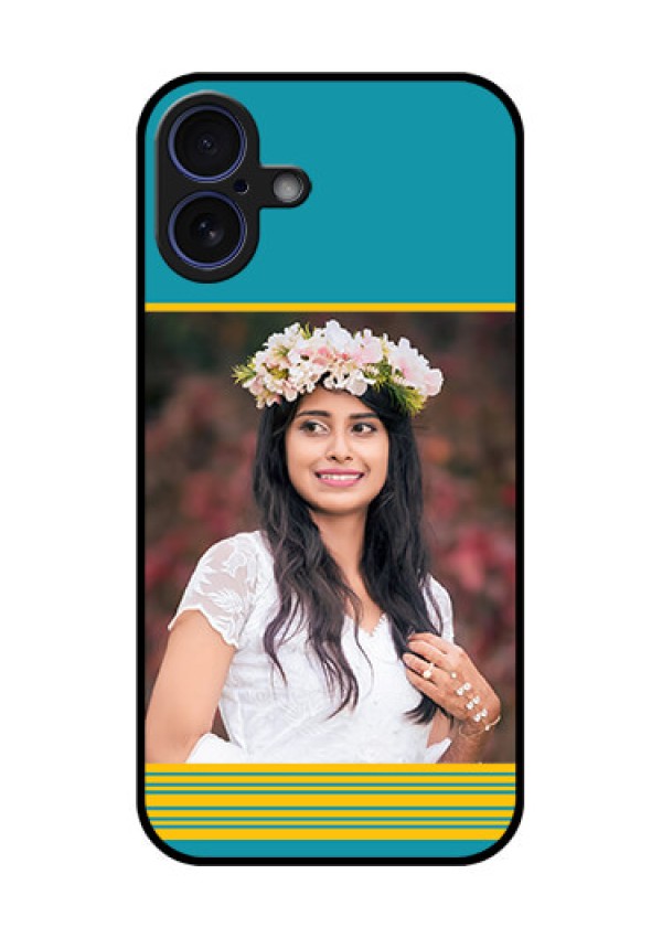 iPhone 16 Plus Custom Glass Phone Case - Yellow and Blue Design