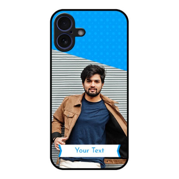 iPhone 16 Plus Custom Glass Phone Case - Simple Blue Color Design