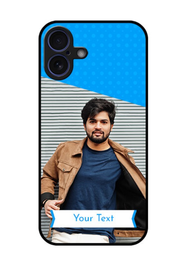 iPhone 16 Plus Custom Glass Phone Case - Simple Blue Color Design