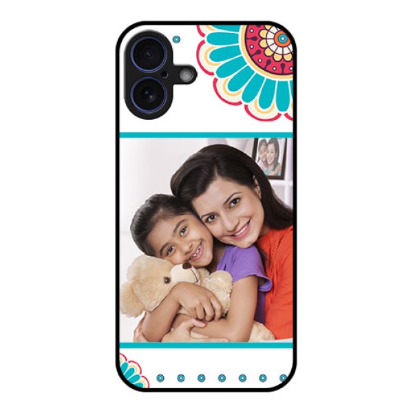 iPhone 16 Plus Custom Glass Phone Case - Flower Design