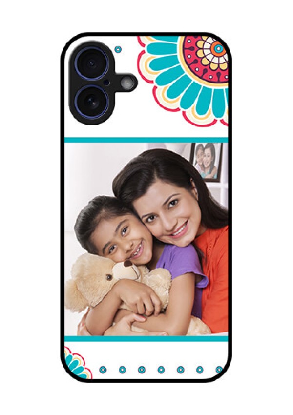 iPhone 16 Plus Custom Glass Phone Case - Flower Design