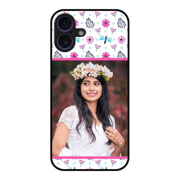 iPhone 16 Plus Custom Glass Phone Case - Colorful Flower Design