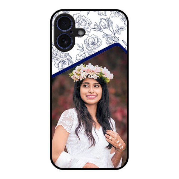 iPhone 16 Plus Custom Glass Phone Case - Classy Floral Design