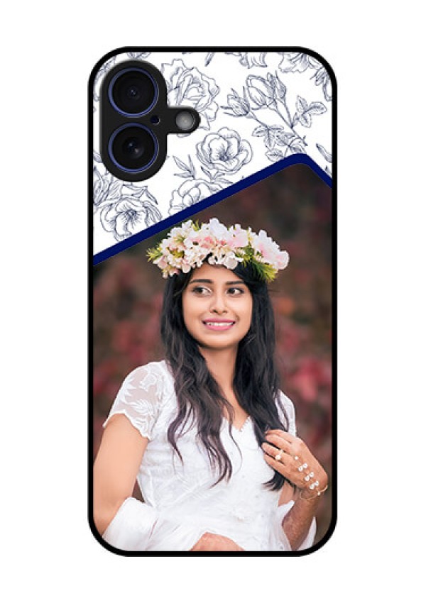 iPhone 16 Plus Custom Glass Phone Case - Classy Floral Design