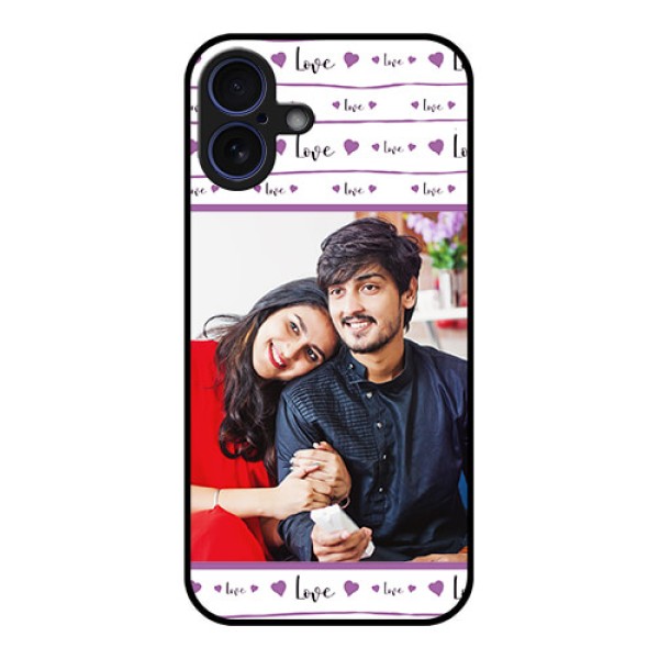 iPhone 16 Plus Custom Glass Phone Case - Couples Heart Design