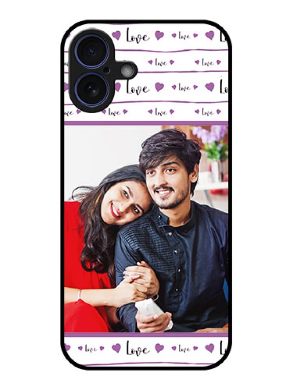 Custom iPhone 16 Plus Custom Glass Phone Case - Couples Heart Design