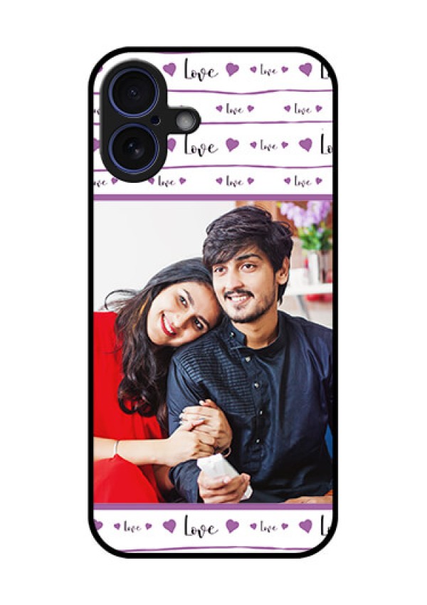 iPhone 16 Plus Custom Glass Phone Case - Couples Heart Design