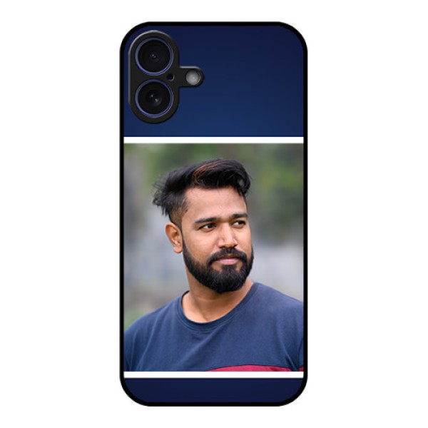 iPhone 16 Plus Custom Glass Phone Case - Simple Royal Blue Design iPhone 16 Plus Custom Glass Phone Case - Simple Royal Blue Design