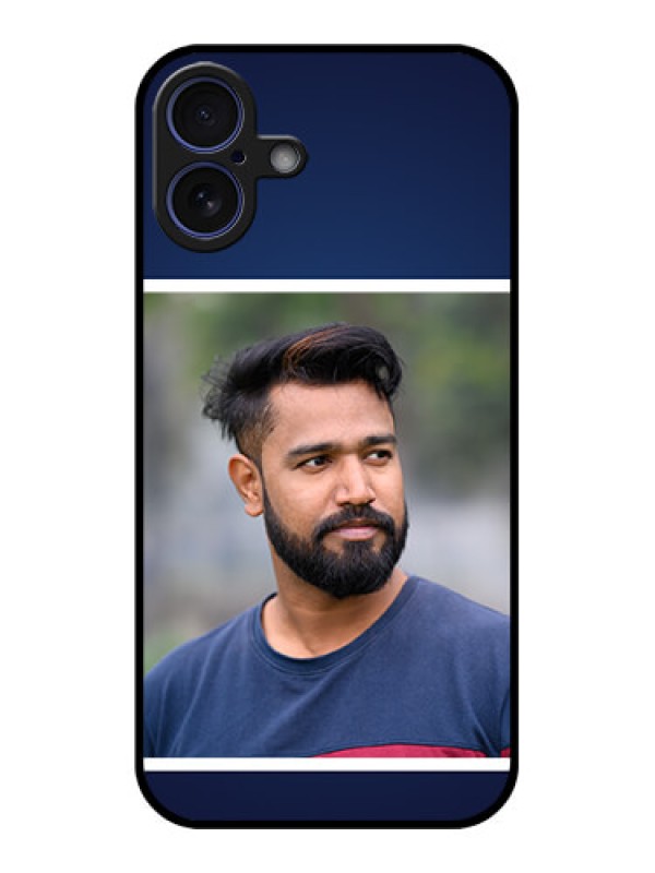 Custom iPhone 16 Plus Custom Glass Phone Case - Simple Royal Blue Design