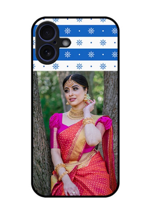 iPhone 16 Plus Custom Glass Phone Case - Snow Pattern Design