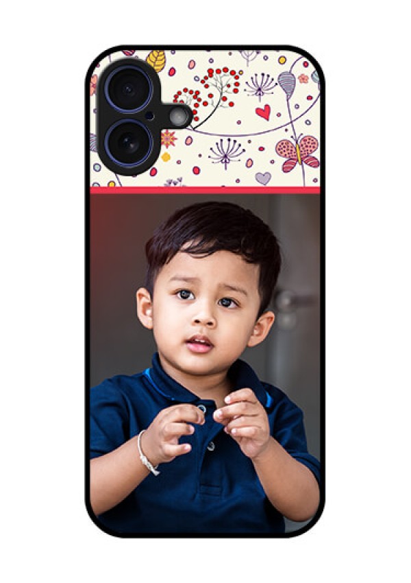 iPhone 16 Plus Custom Glass Phone Case - Premium Floral Design