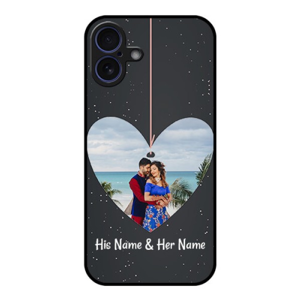 iPhone 16 Plus Custom Glass Phone Case - Hanging Heart Design