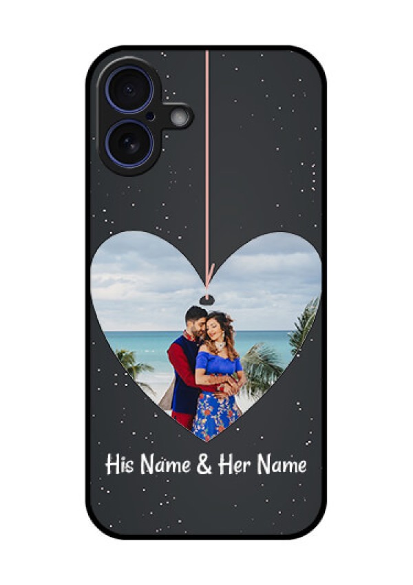 iPhone 16 Plus Custom Glass Phone Case - Hanging Heart Design