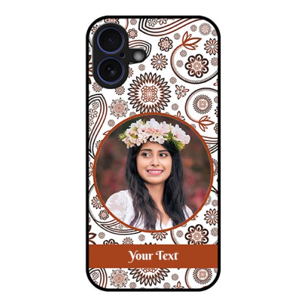 iPhone 16 Plus Custom Glass Phone Case - Abstract Flower Design