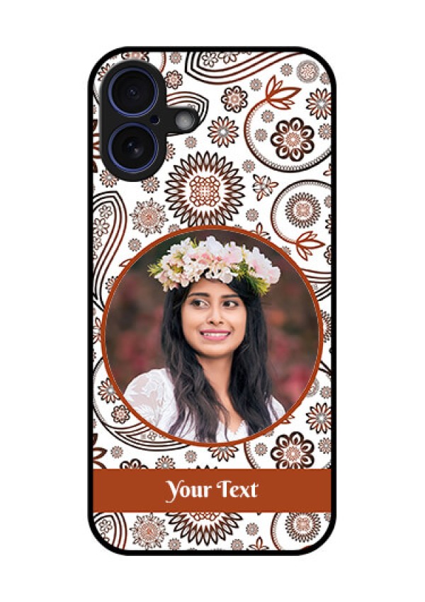 iPhone 16 Plus Custom Glass Phone Case - Abstract Flower Design