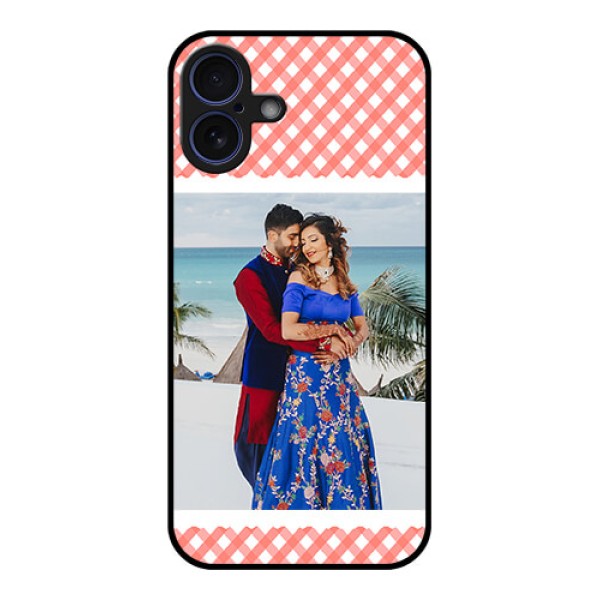 iPhone 16 Plus Custom Glass Phone Case - Pink Pattern Design