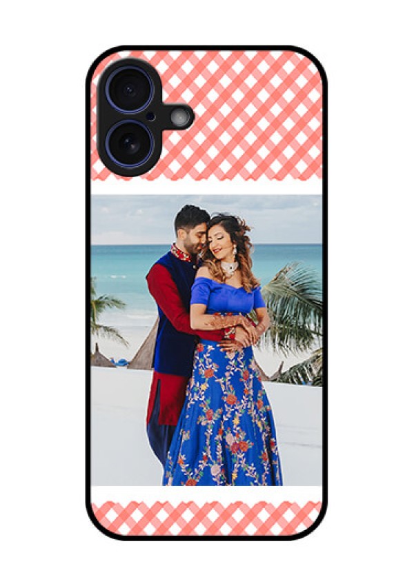 iPhone 16 Plus Custom Glass Phone Case - Pink Pattern Design