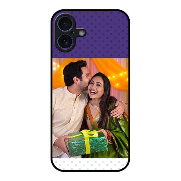 iPhone 16 Plus Custom Glass Phone Case - Violet Colored Pattern Design iPhone 16 Plus Custom Glass Phone Case - Violet Colored Pattern Design