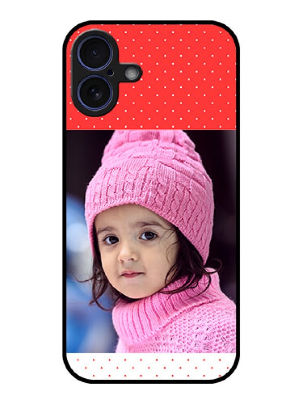 Custom iPhone 16 Plus Custom Glass Phone Case - Red Pattern Design