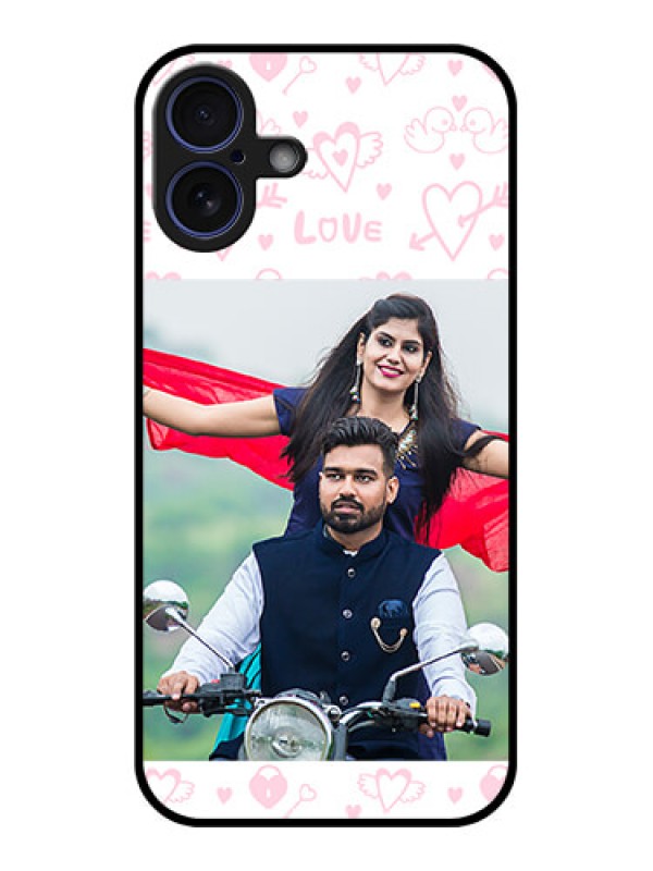 Custom iPhone 16 Plus Custom Glass Phone Case - Pink Flying Heart Design