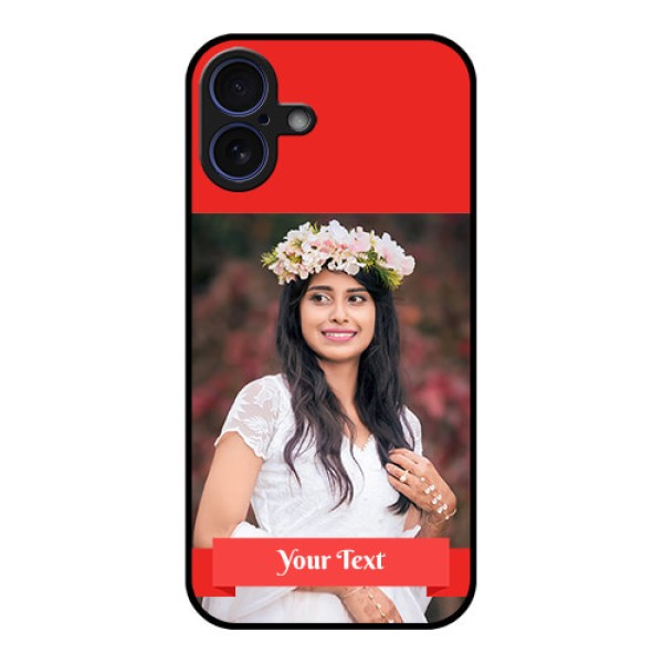 iPhone 16 Plus Custom Glass Phone Case - Simple Red Color Design iPhone 16 Plus Custom Glass Phone Case - Simple Red Color Design