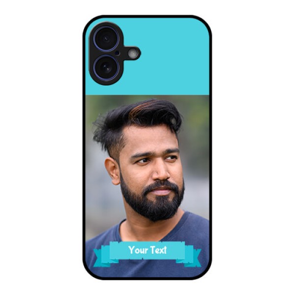 iPhone 16 Plus Custom Glass Phone Case - Blue Color Design