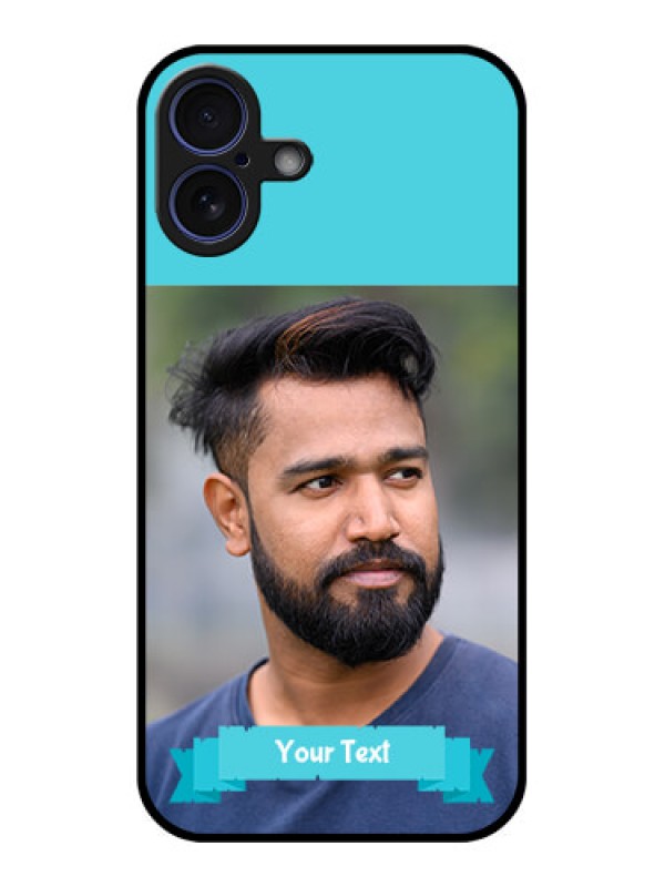 Custom iPhone 16 Plus Custom Glass Phone Case - Blue Color Design