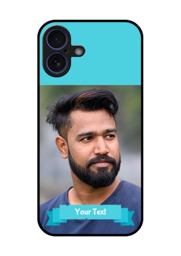 iPhone 16 Plus Custom Glass Phone Case - Blue Color Design