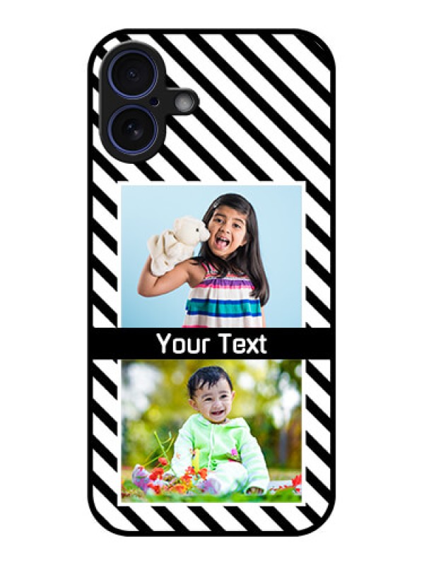 Custom iPhone 16 Plus Custom Glass Phone Case - Black And White Stripes Design