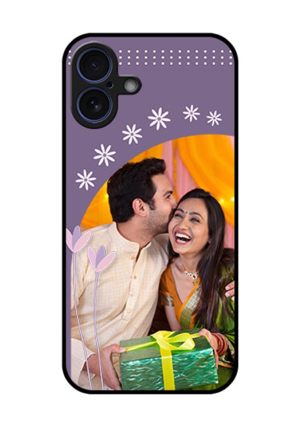 iPhone 16 Plus Custom Glass Phone Case - Lavender Flowers Design