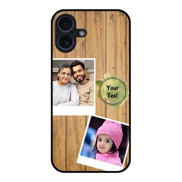 iPhone 16 Plus Custom Glass Phone Case - Wooden Texture Design